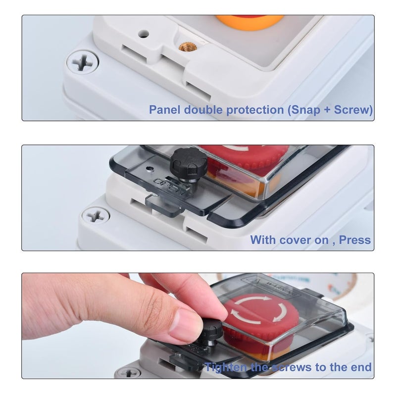 AXTHCHO Emergency Stop Button with Box, Emergency Shut Off Switch E-Stop Push Button Switches Box Waterproof for Outdoor use, IP67 660V 10A - Image 4